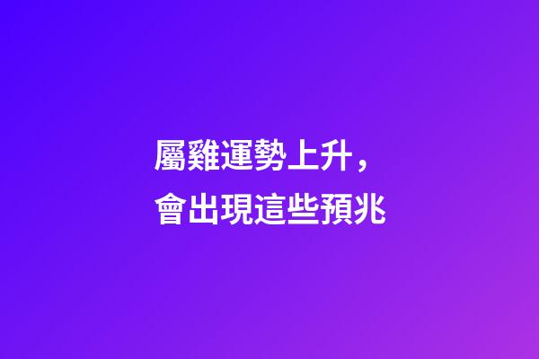 屬雞運勢上升，會出現這些預兆