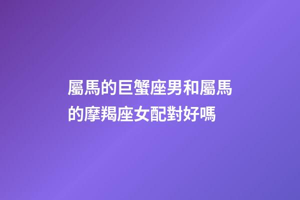 屬馬的巨蟹座男和屬馬的摩羯座女配對好嗎-第1張-星座運勢-玄機派