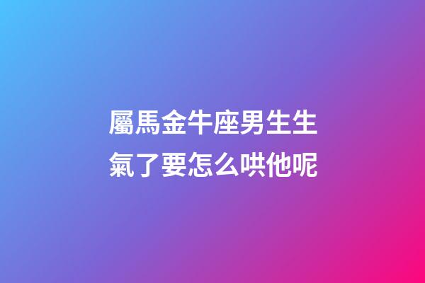 屬馬金牛座男生生氣了要怎么哄他呢-第1張-星座運勢-玄機派
