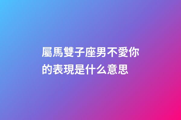 屬馬雙子座男不愛你的表現是什么意思-第1張-星座運勢-玄機派