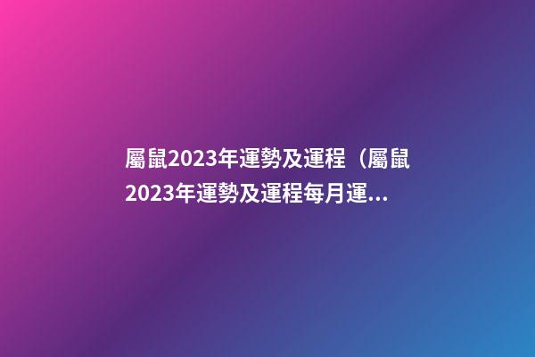 屬鼠2023年運勢及運程（屬鼠2023年運勢及運程每月運程）
