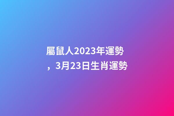 屬鼠人2023年運勢，3月23日生肖運勢-第1張-觀點-玄機派