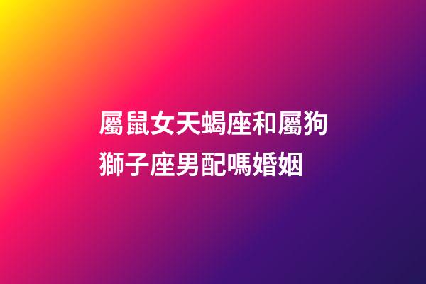 屬鼠女天蝎座和屬狗獅子座男配嗎婚姻-第1張-星座運勢-玄機派
