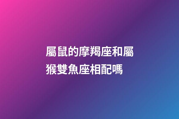 屬鼠的摩羯座和屬猴雙魚座相配嗎-第1張-星座運勢-玄機派