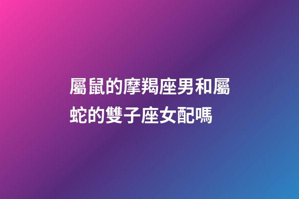屬鼠的摩羯座男和屬蛇的雙子座女配嗎-第1張-星座運勢-玄機派