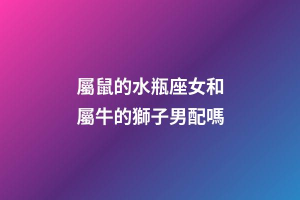 屬鼠的水瓶座女和屬牛的獅子男配嗎-第1張-星座運勢-玄機派
