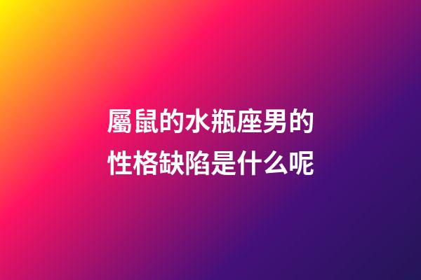 屬鼠的水瓶座男的性格缺陷是什么呢