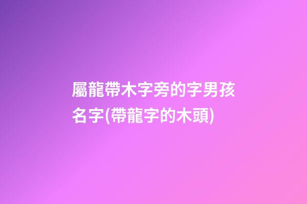 屬龍帶木字旁的字男孩名字(帶龍字的木頭)