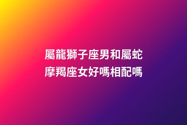 屬龍獅子座男和屬蛇摩羯座女好嗎相配嗎-第1張-星座運(yùn)勢-玄機(jī)派