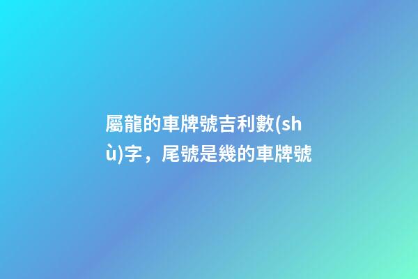 屬龍的車牌號吉利數(shù)字，尾號是幾的車牌號-第1張-觀點-玄機派