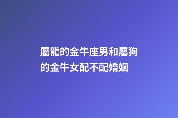 屬龍的金牛座男和屬狗的金牛女配不配婚姻-第1張-星座運勢-玄機派