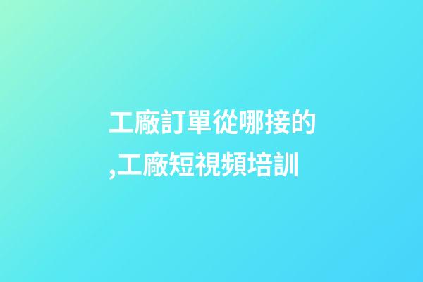 工廠訂單從哪接的,工廠短視頻培訓-第1張-觀點-玄機派
