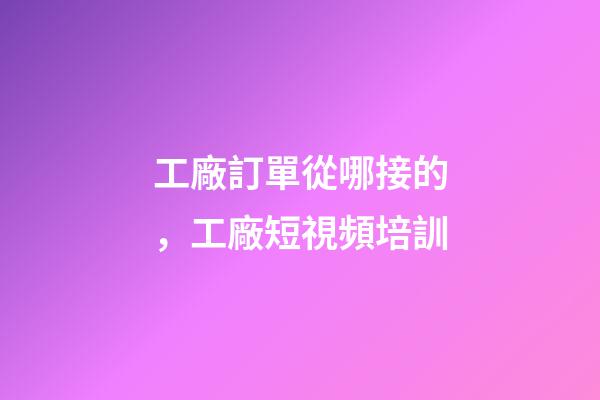 工廠訂單從哪接的，工廠短視頻培訓-第1張-觀點-玄機派
