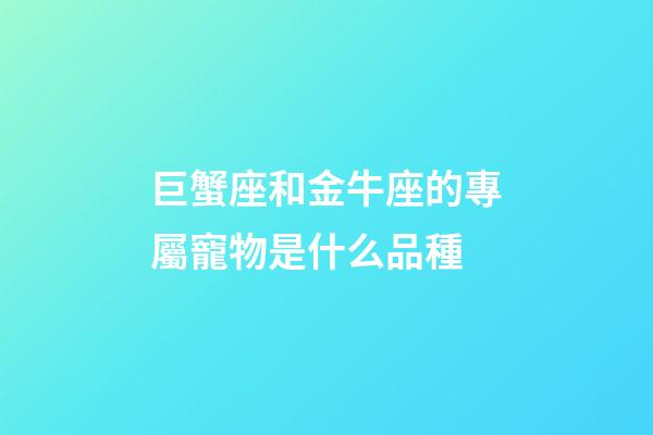 巨蟹座和金牛座的專屬寵物是什么品種