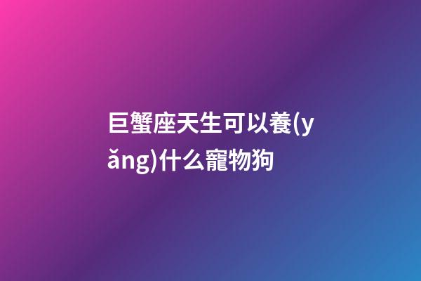 巨蟹座天生可以養(yǎng)什么寵物狗