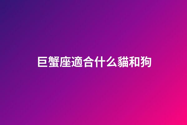 巨蟹座適合什么貓和狗-第1張-星座運勢-玄機派