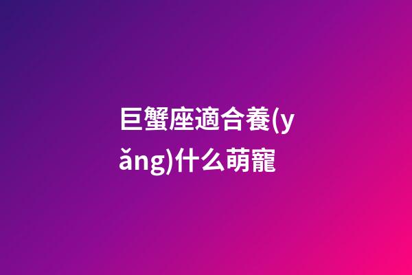 巨蟹座適合養(yǎng)什么萌寵-第1張-星座運(yùn)勢(shì)-玄機(jī)派