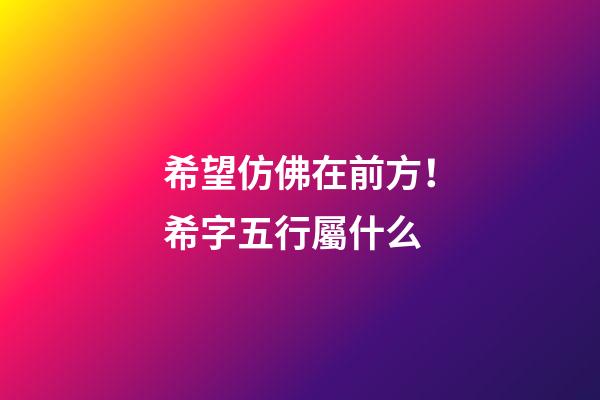 希望仿佛在前方！希字五行屬什么