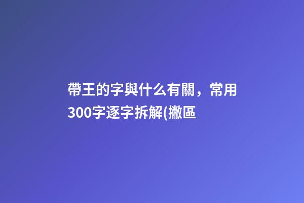 帶王的字與什么有關，常用300字逐字拆解(撇區-第1張-觀點-玄機派