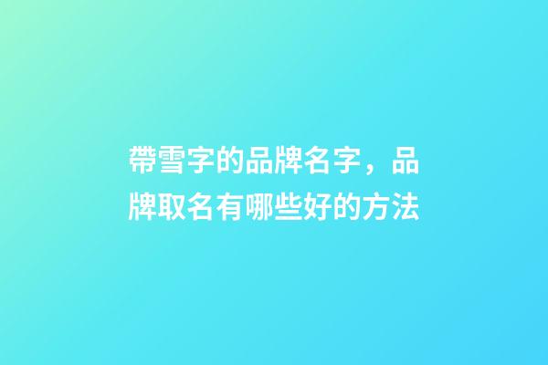 帶雪字的品牌名字，品牌取名有哪些好的方法-第1張-商標起名-玄機派