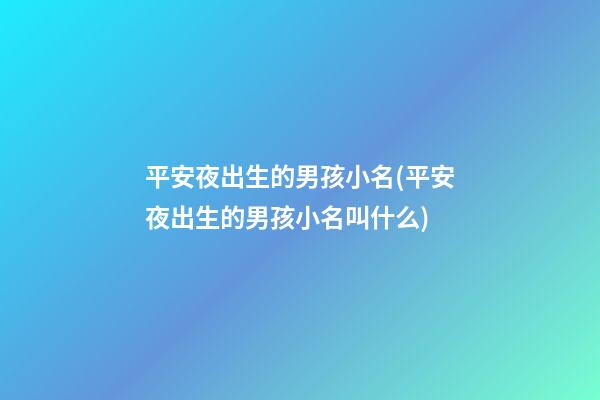 平安夜出生的男孩小名(平安夜出生的男孩小名叫什么)