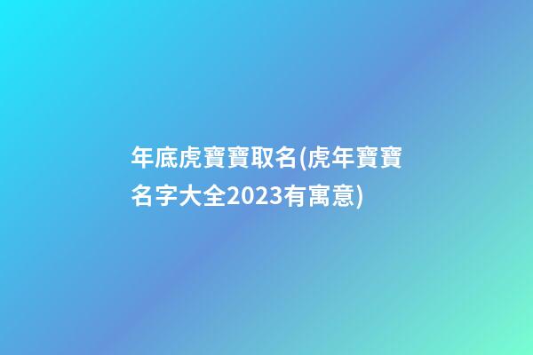 年底虎寶寶取名(虎年寶寶名字大全2023有寓意)