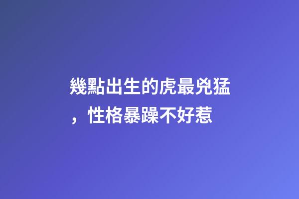 幾點出生的虎最兇猛，性格暴躁不好惹