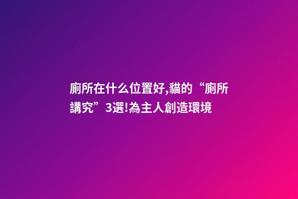 廁所在什么位置好,貓的“廁所講究”3選!為主人創造環境-第1張-觀點-玄機派