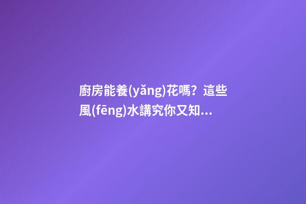廚房能養(yǎng)花嗎？這些風(fēng)水講究你又知道嗎