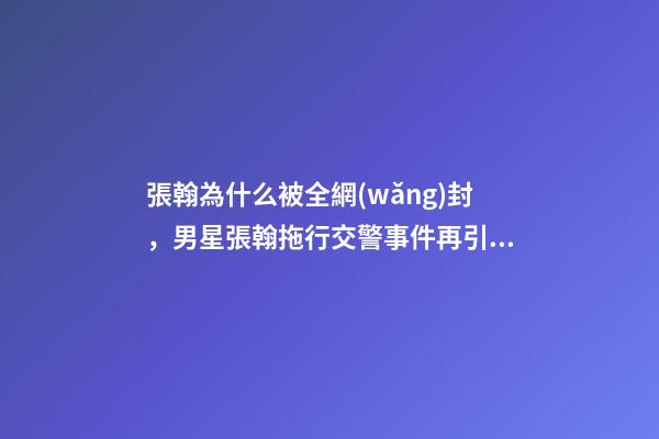 張翰為什么被全網(wǎng)封，男星張翰拖行交警事件再引熱議-第1張-觀點-玄機派