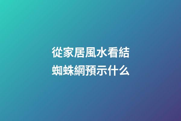從家居風水看結蜘蛛網預示什么