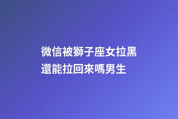 微信被獅子座女拉黑還能拉回來嗎男生-第1張-星座運勢-玄機派