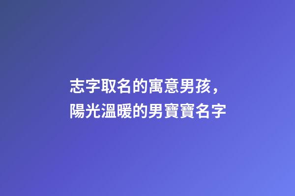志字取名的寓意男孩，陽光溫暖的男寶寶名字-第1張-觀點(diǎn)-玄機(jī)派