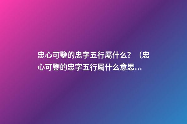 忠心可鑒的忠字五行屬什么？（忠心可鑒的忠字五行屬什么意思）