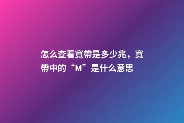 怎么查看寬帶是多少兆，寬帶中的“M(兆)”是什么意思-第1張-觀點-玄機派