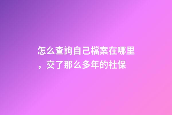怎么查詢自己檔案在哪里，交了那么多年的社保-第1張-觀點-玄機派