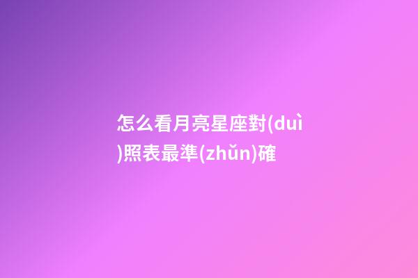 怎么看月亮星座對(duì)照表最準(zhǔn)確