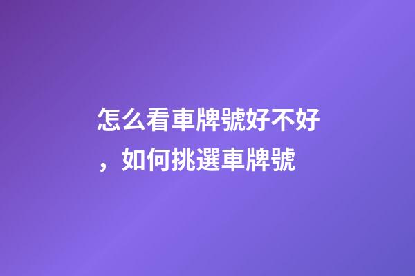 怎么看車牌號好不好，如何挑選車牌號