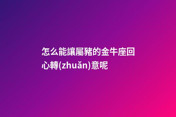 怎么能讓屬豬的金牛座回心轉(zhuǎn)意呢-第1張-星座運(yùn)勢(shì)-玄機(jī)派