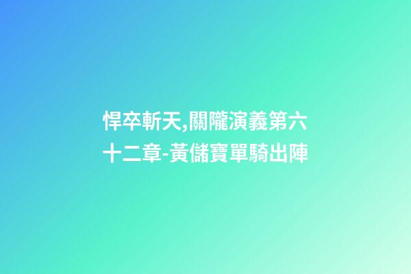 悍卒斬天,關隴演義第六十二章-黃儲寶單騎出陣-第1張-觀點-玄機派