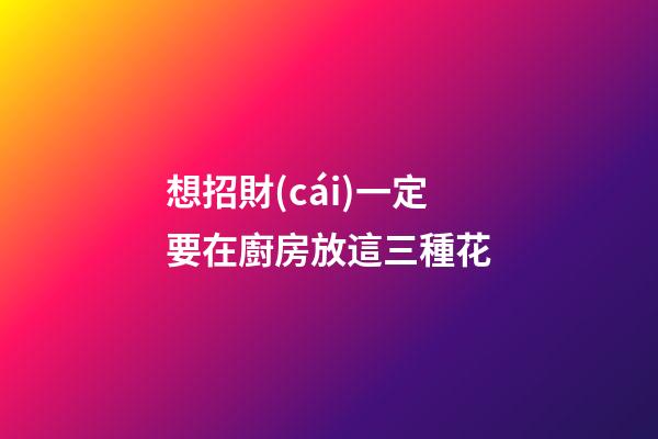 想招財(cái)一定要在廚房放這三種花