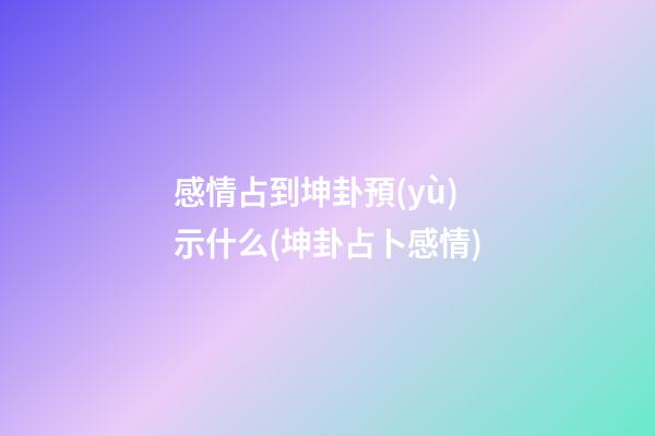 感情占到坤卦預(yù)示什么(坤卦占卜感情)