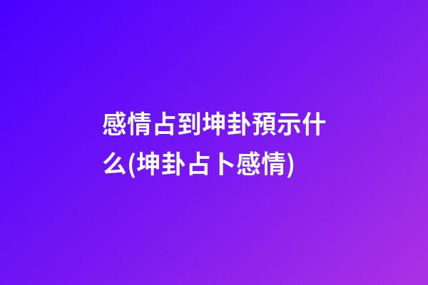 感情占到坤卦預示什么(坤卦占卜感情)