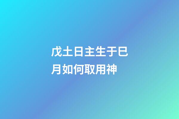 戊土日主生于巳月如何取用神?