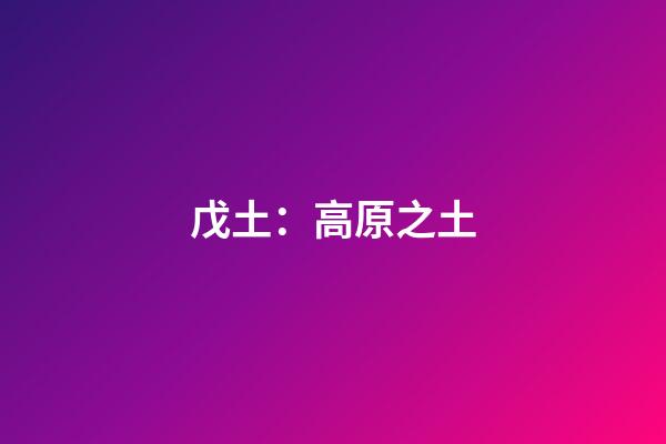 戊土：高原之土