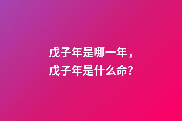 戊子年是哪一年，戊子年是什么命？