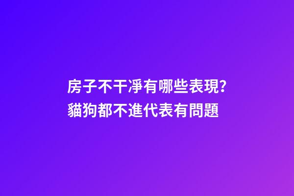 房子不干凈有哪些表現？貓狗都不進代表有問題