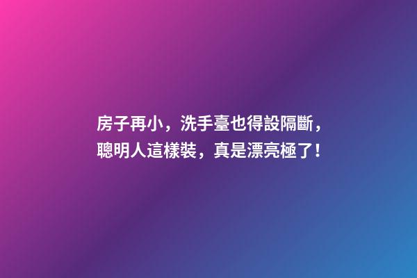 房子再小，洗手臺也得設隔斷，聰明人這樣裝，真是漂亮極了！