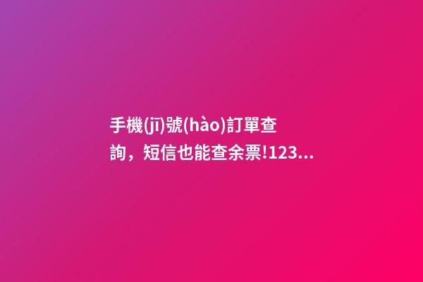 手機(jī)號(hào)訂單查詢，短信也能查余票!12306短信公眾號(hào)上線啦!-第1張-觀點(diǎn)-玄機(jī)派