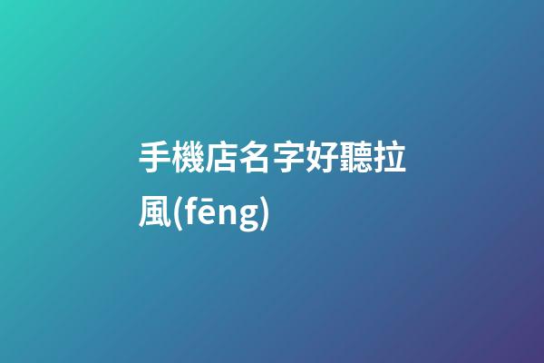 手機店名字好聽拉風(fēng)